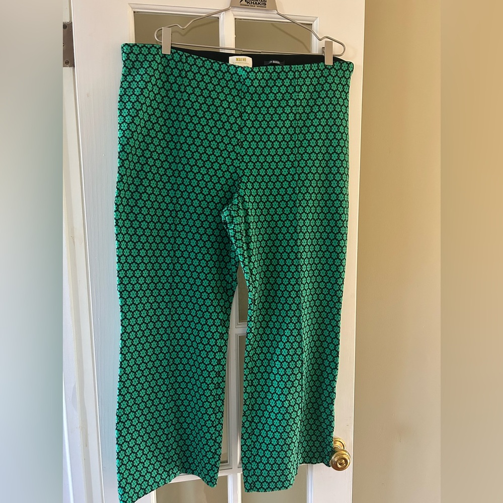 Anthropologie Green Patterned Pants